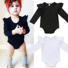 Newborn Infant Baby Girls Fly Long Sleeve Solid Casual Bodysuit Jumpsuit Outfit Clothes Casual Baby Bodysuits 2024 - buy cheap