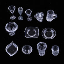13 peças 1/12 casa de bonecas em miniatura tablewares copo de sorvete de vidro de vinho pratos 2024 - compre barato
