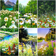 DIY Diamond Embroidery Daisy Cross Stitch Kits Diamond Painting Lake Scenery Full Square Round Handicraft Art Hobby Home Decor 2024 - buy cheap