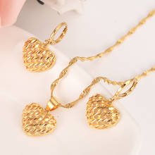 Gold dubai hollow heart Jewelry Sets Earrings Pendant necklace chain wedding bridal Women Party wedding mother gifts 2024 - buy cheap