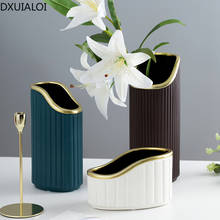 DXUIALOI-jarrón de cerámica de estilo nórdico para decoración del hogar, modelo de decoración suave para habitación, artesanías de cerámica minimalistas modernas 2024 - compra barato