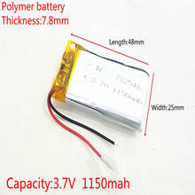 3.7V 1150mAh 782548 Lithium Polymer LiPo Rechargeable Battery ion cells For Mp3 Mp4 Mp5 DIY PAD DVD E-book bluetooth headset 2024 - buy cheap