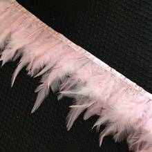 Adornos de plumas de gallo teñidas de color rosa, 10-15CM de ancho, para silla de pollo, tiras de costura, Asia Ra 10 m/lote 2024 - compra barato
