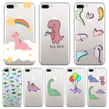 Funda trasera de silicona para iPhone, carcasa con dibujos de dinosaurios, Kawaii, animales, para iPhone 6 S, 6 S, 7, 8, X, XR, XS Max 2024 - compra barato