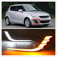 Car Flashing LED DRL Daytime Running Lights with Yellow Turning Signal fog lamp cover fit For Suzuki Swift 2013 2014 2015 2016 2024 - buy cheap