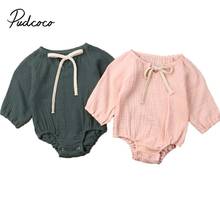 2019 Brand Newborn Baby Girl Boy Outfit Clothes Long Sleeve Solid Bodysuit Cotton and Linen Short Jumpsuit Autumn Clothes 2024 - buy cheap