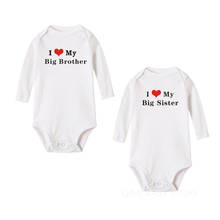 Хлопковый комбинезон с длинным рукавом для новорожденных, с надписью «I Love My Big Sister» 2024 - купить недорого