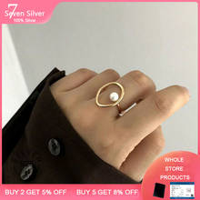 925 Sterling Silver Vintage Pearl Rings for Elegant Women Creative Geometric Party Accessories Fine Jewelry Gifts 2024 - buy cheap