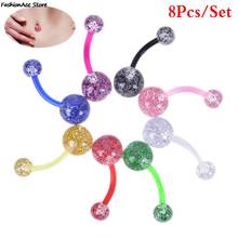 8PCS Glitter Belly Button Rings Mix Acrylic Navel Piercing Ring Barbell Body Piercing Jewelry 2024 - buy cheap