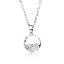 ZSLBS Fashion Half Moon Necklace For Women Clavicle Chain Crystal Round Pendant Necklaces Jewelry Gifts Charm Choker Collar 2024 - buy cheap