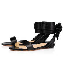 Summer Satin Bowtie Back Sandals Flat Bandage Open toe Female Roman Style Cut out Vacation Sandalias Shoes 2024 - buy cheap