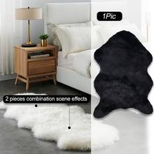 Chair Cover Plain Skin Fur Soft Sheepskin Warm Hairy Carpet Seat Pad Plain Fluffy Rugs Washable Bedroom Faux Mat Home 2024 - buy cheap