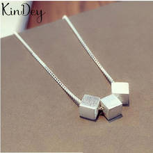 Kindey-Collares de cubo de Color plata auténtica para mujer, joyería de boda, collar Kolye, puro nuevo 2024 - compra barato