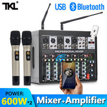 Mezclador de 7 canales TKL DSP8, amplificador con micrófono inalámbrico, consola mezcladora de sonido para DJ, con USB, potencia fantasma de 48V, para escenario de karaoke 2024 - compra barato