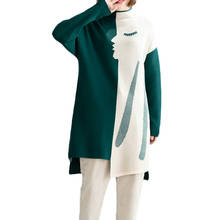 Vestido suéter casual 16a, vestido de malha para mulheres com gola alta, manga longa, outono e inverno, plus size, 2021 2024 - compre barato