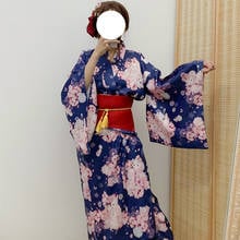 Ropa de estilo japonés para mujer, kimono de gato de cereza, yukata con exquisita impresión japonesa y de viento, traje de lazo con sello de cintura, kimono Haori 2024 - compra barato