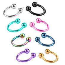 Bola circular de cores mistas, anel de piercing para ferradura, em aço inoxidável, haltere, nariz, lábio, joias do corpo, 1 peça 2024 - compre barato