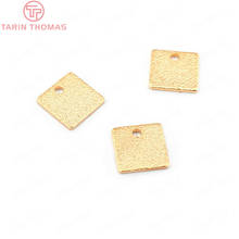 (33638)20PCS 8MM thickness 0.7MM 24K Gold Color Brass Frosted Square Charms High Quality Diy Jewelry Findings Accessories 2024 - buy cheap