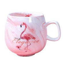 Canecas de café flamingo caneca cerâmica copo de viagem ins padrão de mármore casal caneca cerâmica unicórnio 300-400ml 2024 - compre barato