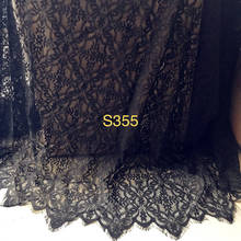 Top quality Pure cotton elegant sexy women long dress lace fabric eyelash chantilly lace Black 1piece/3 meters Classic design h 2024 - buy cheap