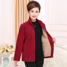 Middle-aged and Elderly Women's Coat 2020 Spring Autumn Fleece Zipper Warm Jacket Outerwear  Female Tops Solid Color Plus Size 5 2024 - buy cheap