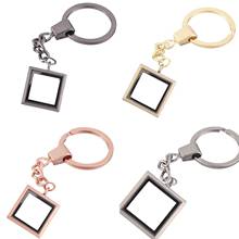 10pcs/lot Mixed color Square alloy No crystal Floating Memory Living Magnet Glass Key Ring Keychains Locket Jewelry Accessories 2024 - buy cheap