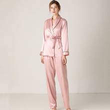 Spring Summer Women Pajamas Sets Satin Sleepwear Silk Nightwear Ladies Kimono Pyjama Pants Suit Pijama Mujer 2020 2024 - buy cheap