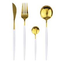 Home Kitchen Tableware Stainless Steel Cutlery Set Golden Forks Knives Spoons Cutlery Dinnerware Set Eco Friendly Dropshipping 2024 - buy cheap