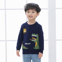 Сезон осень-зима; 2021 в европейском и американском стиле Стиль свитер для маленьких мальчиков с изображением динозавра из мультфильма, одежда для детей, пуловер, свитер для детей ясельного возраста От 1 до 8 лет 2024 - купить недорого