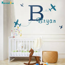 Aircraft Airplane Design Personlized Sticker Custom Name Initial Baby Room Decal Kids Wall Decals Vinyl Stickers BA444 2024 - buy cheap