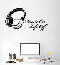 Vinyl music theme wall decal music in life close music quote word inspirational, headphone sticker singer home wall decor  yy29 2024 - buy cheap