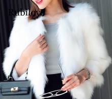 2020 Fur Faux Short Coat Fur Black White Imitation Overcoat Rabbit Fur Style Jacket 3/4 Sleeve Slim Fashion Plus Size 3XL 2024 - buy cheap