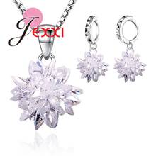 Statement Full AAA Zircon Pendant Necklace Sets for Women Girl Gifts 925 Sterling Silver Ice Flower Party Accessories Jewelry 2024 - buy cheap