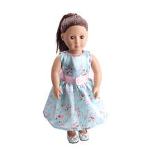 Muñeca americana de 18 pulgadas para niñas, vestido de noche con estampado azul claro, falda para recién nacido, juguetes para bebés, accesorios para niños de 40-43 Cm, c202 2024 - compra barato