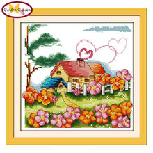 GG Rural Cottage Cartoon Counted Cross Stitch 11CT14CT DIY Kits Needlework Embroidery Joy Sunday Cross Stitch Sets for Kids 2024 - buy cheap