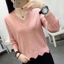 Chic Solid Color Short Sweater Women Casual Big Size Festival knitting tops Female Spring Long Sleeve Thin Sweater Ladies 2024 - buy cheap