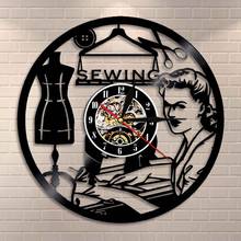 Reloj de pared de máquina de coser Retro para mujer, de disco de Vinilo acolchado Quilter, regalo hecho a mano, decoración de Arte de pared de tienda de moda 2024 - compra barato