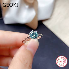 Geoki 925 Sterling Silver Passed Diamond Test Past Round Perfect Cut Blue&Green Moissanite Ring Women Luxury Wedding Jewelry 2024 - buy cheap