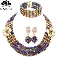 Nigerian Wedding Bride Wedding Jewelry Africa Clothing Accessories Ladies Multicolor plated Crystal Necklace Jewelry Set SJ-55 2024 - buy cheap