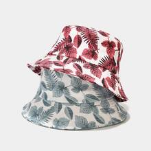 Gorros de pescador con estampado de hojas para mujer, sombrero de pescador Reversible, Harajuku, Hip Hop 2024 - compra barato
