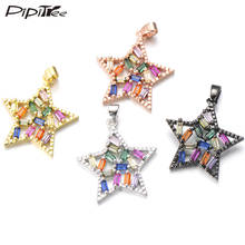 Pipitree-collar de circonia cúbica para fabricación de joyas, colgante de abeto, estrella de Color dorado y negro, brillante, accesorios de cobre 2024 - compra barato