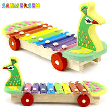 2 IN 1 Baby Kid Musical Toys Wooden Xylophone Instrument  3D Animal Hand Piano Trailer Car Early Education Development Toys 2024 - buy cheap
