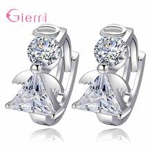 New 925 Sterling Silver Jewelry Hoop Earrings For Women Angel Shape CZ Crystal Earring Romantic Engagement Gift Supplies 2024 - купить недорого