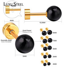 LUXUSTEEL  Size 4mm/5mm/6mm/7mm/8mm  Earrings For Women Stainless Steel Round Ball Screw Stud Earring Bijoux 2024 - buy cheap