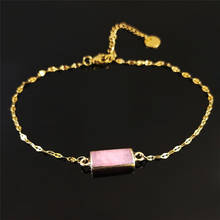 2021 moda natural pedra de aço inoxidável tornozelo pulseiras feminino rosa ouro cor pulseira pé jóias pulseras para torta a17s04 2024 - compre barato