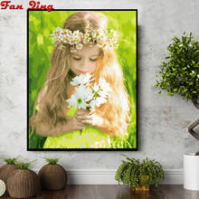 Diy Diamond Painting Cross Stitch Set "Flower Wreath girl" Home Decor Square Round Diamond Embroidery 5D Needlework 2024 - buy cheap