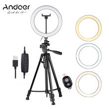 Andoer 10inch LED Ring Light with Tripod Stand Phone Holder Remote Shutter Light for Live Streaming Makeup Photography Youtube 2024 - buy cheap