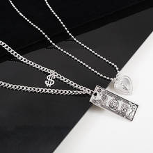 punk heart $100 dollars layered pendant necklaces men women punk Stainless Steel long necklace hip hop jewelry dropshipping 2024 - buy cheap