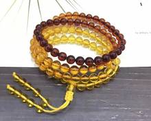 Natural Rainbow Amber Yellow Amber Bracelet 6mm 108 Prayer Round Beads Necklace Amber Women Crystal AAAAA 2024 - compre barato
