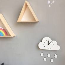 New Nordic Wooden Cloud Raindrop Shaped Cartoon Elephant Wall Clock For Nursery Kids Room Decoration Home Decor 2024 - buy cheap